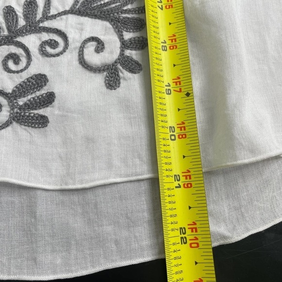 North Shore White Flowy Boho Embroidered Long Sleeve Tunic Top Shirt One Size - Picture 10 of 11